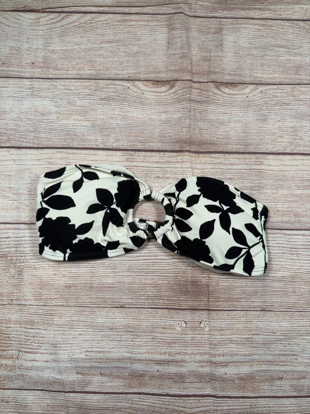 kate spade Black and White Floral Bandeau Bikini‎ Top